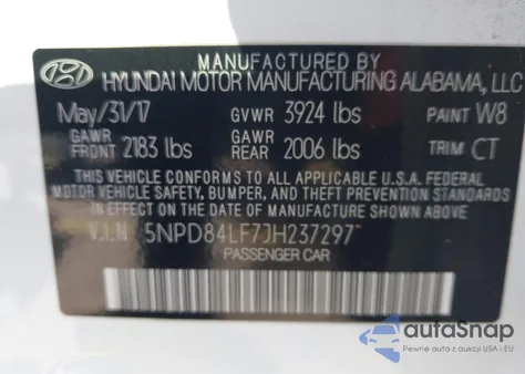2018 Hyundai Elantra Sel from USA, damaged, VIN 5NPD84LF7JH237297